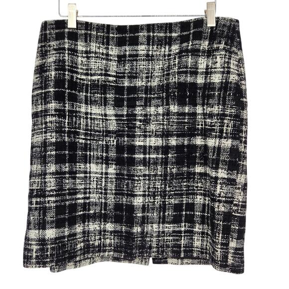 Ann Taylor Black & White Plaid Wool Blend Pencil Skirt – Size 14 - Picture 1 of 4